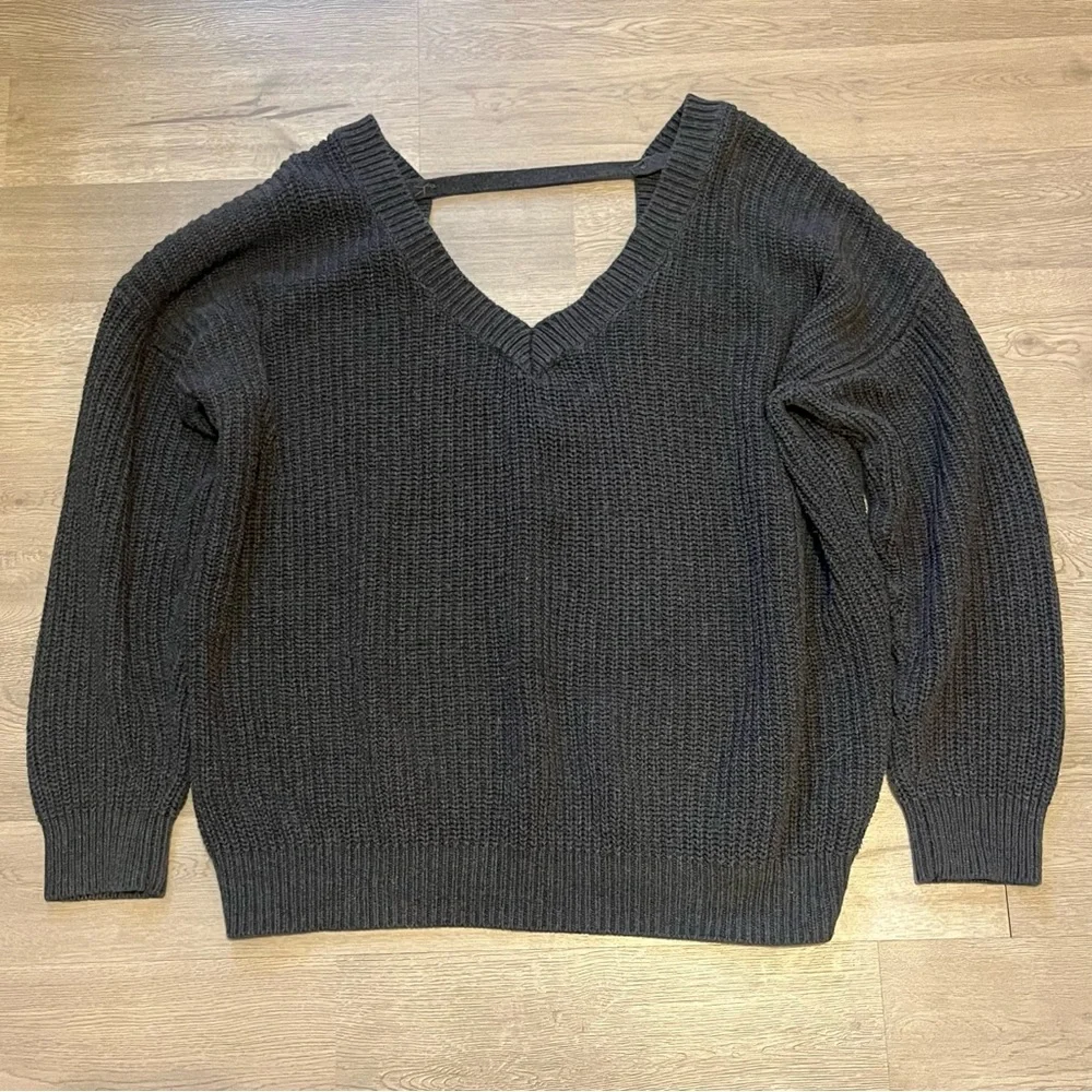 Forever 21 Grey Oversized Knit Sweater L - Picture 1 of 5
